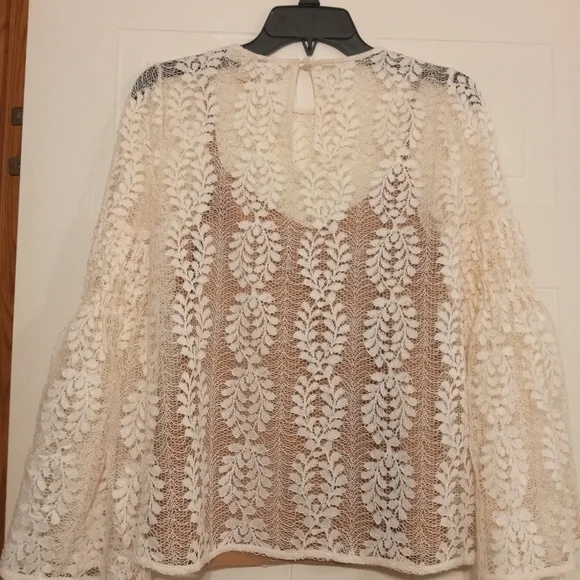 Michael Kors Cream Bell Sleeve Embellished Blouse - Picture 5 of 7